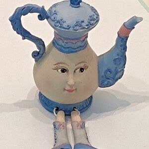 Collections Etc Tea Party Anthropomorphic Resin Shelf Sitter - Blue Teapot